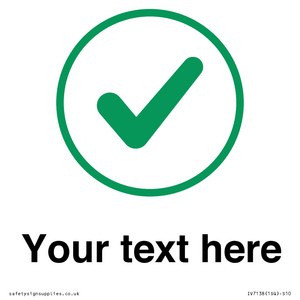 Custom plain background, green tick in circle sign